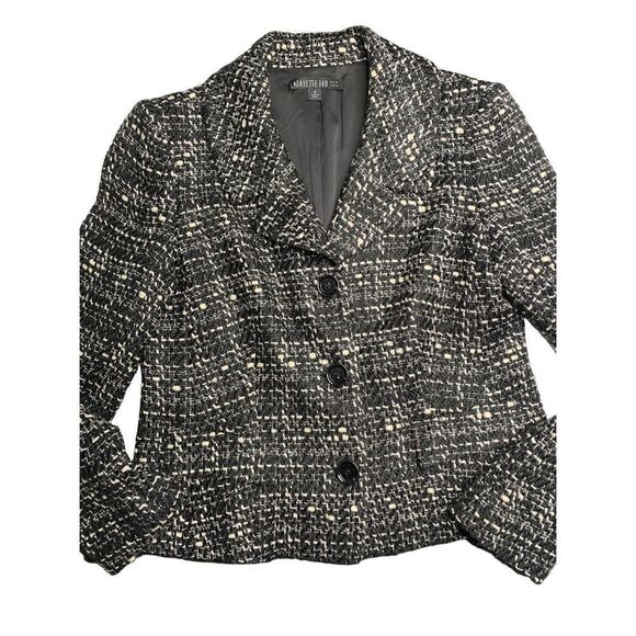 Lafayette 148 Tweed Blazer Jacket black and white size 4 - Picture 1 of 6